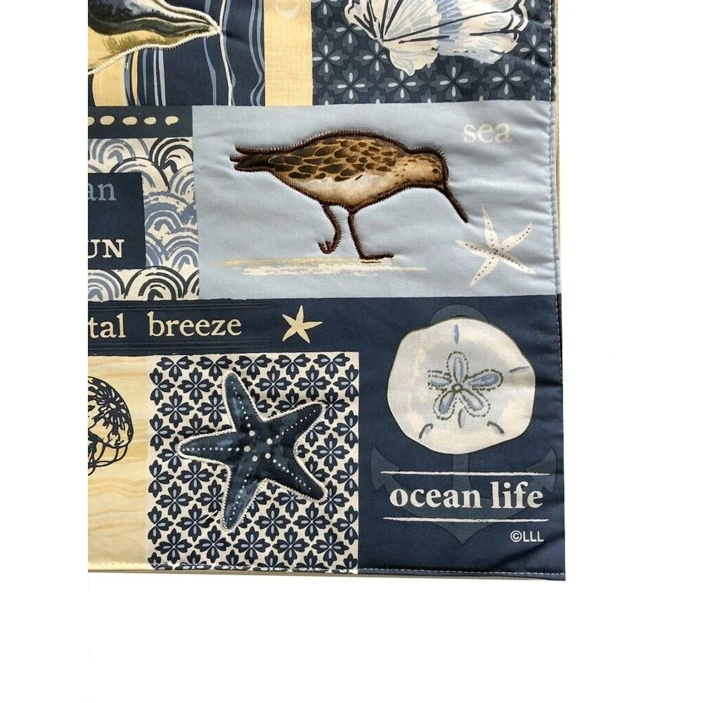 Shell Starfish Table Runner Appliqued Beach Summer House Sand Dollar 13x72